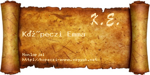 Köpeczi Emma névjegykártya